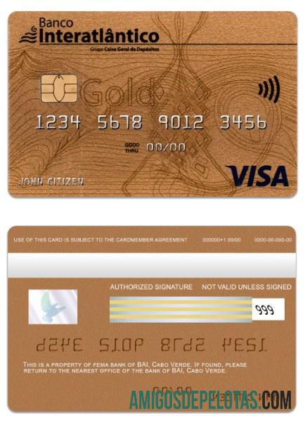 Cabo Verde Banco Interatiantico Bank Visa Gold Card amostra